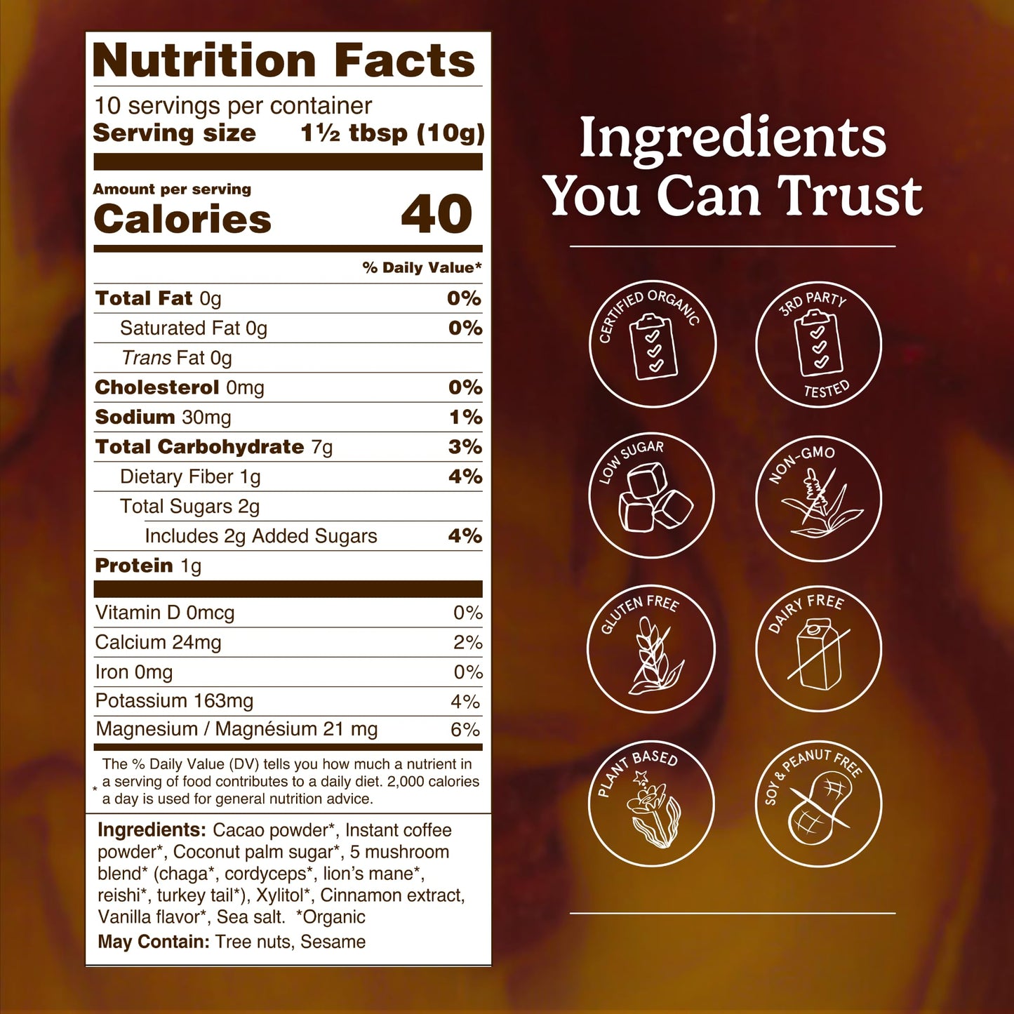 Organic Traditions Mind Fuel Instant Mushroom Coffee Alternative, Caffeine Free Lion’s Mane and Maca Herbal Drink with Dandelion, Chicory, Roasted Grain Blend, Natural Focus Support, 140g / 5oz