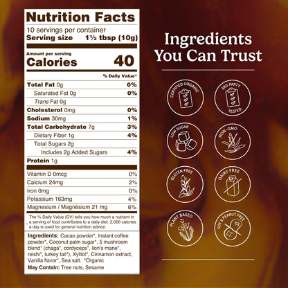Organic Traditions Mind Fuel Instant Mushroom Coffee Alternative, Caffeine Free Lion’s Mane and Maca Herbal Drink with Dandelion, Chicory, Roasted Grain Blend, Natural Focus Support, 140g / 5oz