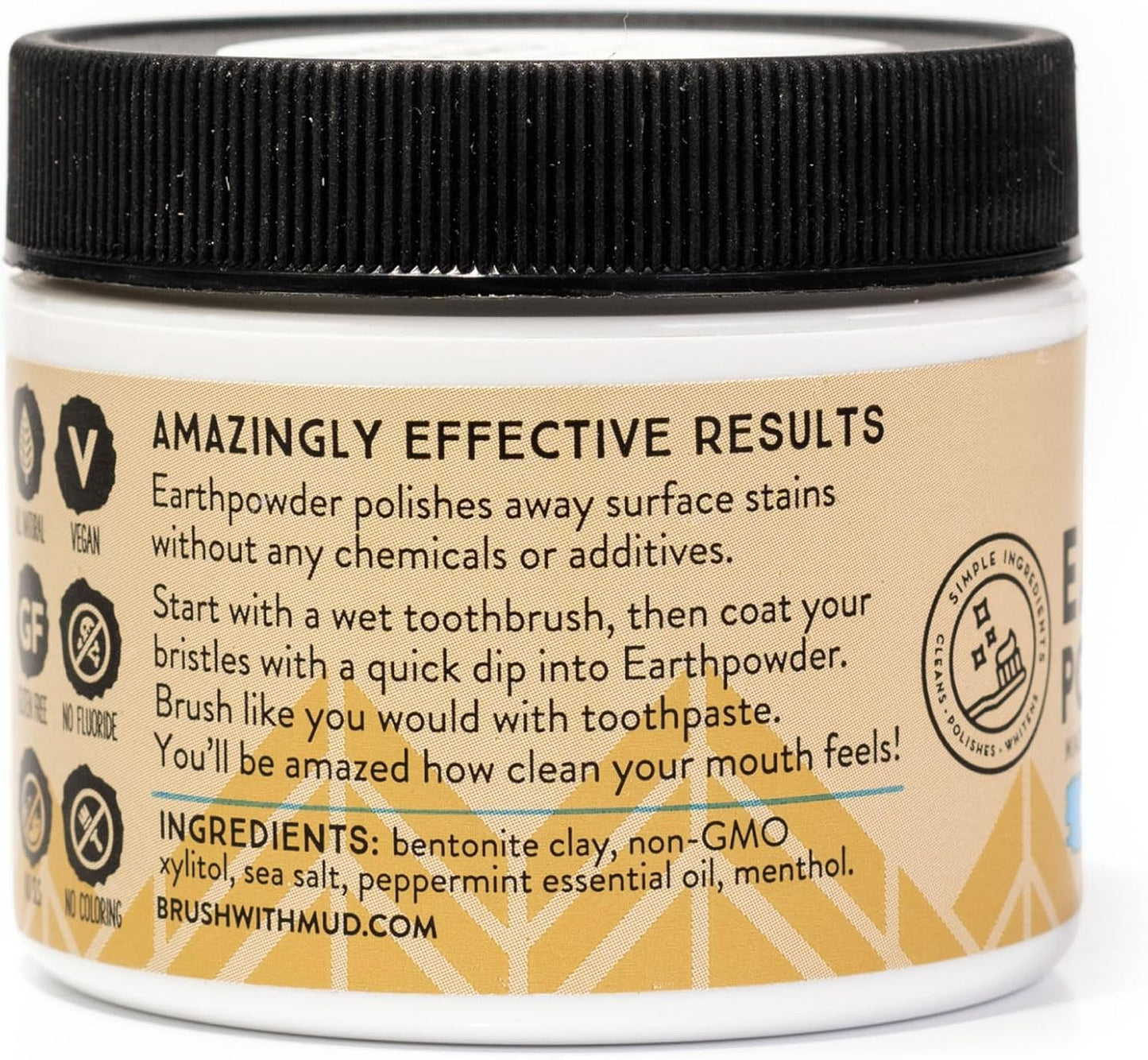 REDMOND Earthpowder, All Natural Tooth and Gum Powder Bentonite Clay (Peppermint)