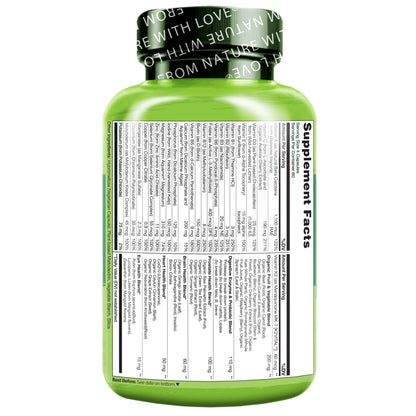 NATURELO Whole Food Multivitamin for Men 50+ - with Vitamins, Minerals, Organic Herbal Extracts - Vegan Vegetarian - for Energy, Brain, Heart and Eye Health - 120 Capsules