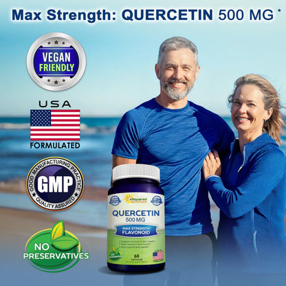 Quercetin 500mg Supplement - 200 Capsules - Dihydrate Powder Complex Pills | Max Strength Quercetin Dihydrate Supplements to Support Cardiovascular Health & Help Improve Immune Response