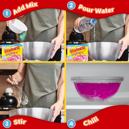 Starburst Sugar Free Gelatin Variety Pack - Pack of 4-4 Flavors - 1 of Each Flavor - Watermelon, Strawberry, Cherry, and Blue Raspberry - Easy to Make for a Variety of Uses