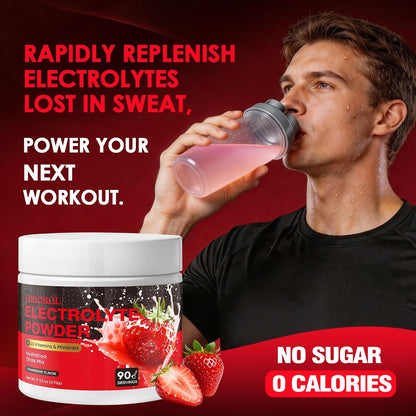 Strawberry Sugar-Free Electrolyte Powder | Zero Sugar, Fast Hydration Supplement for Athletes & Daily Wellness 90 Servings