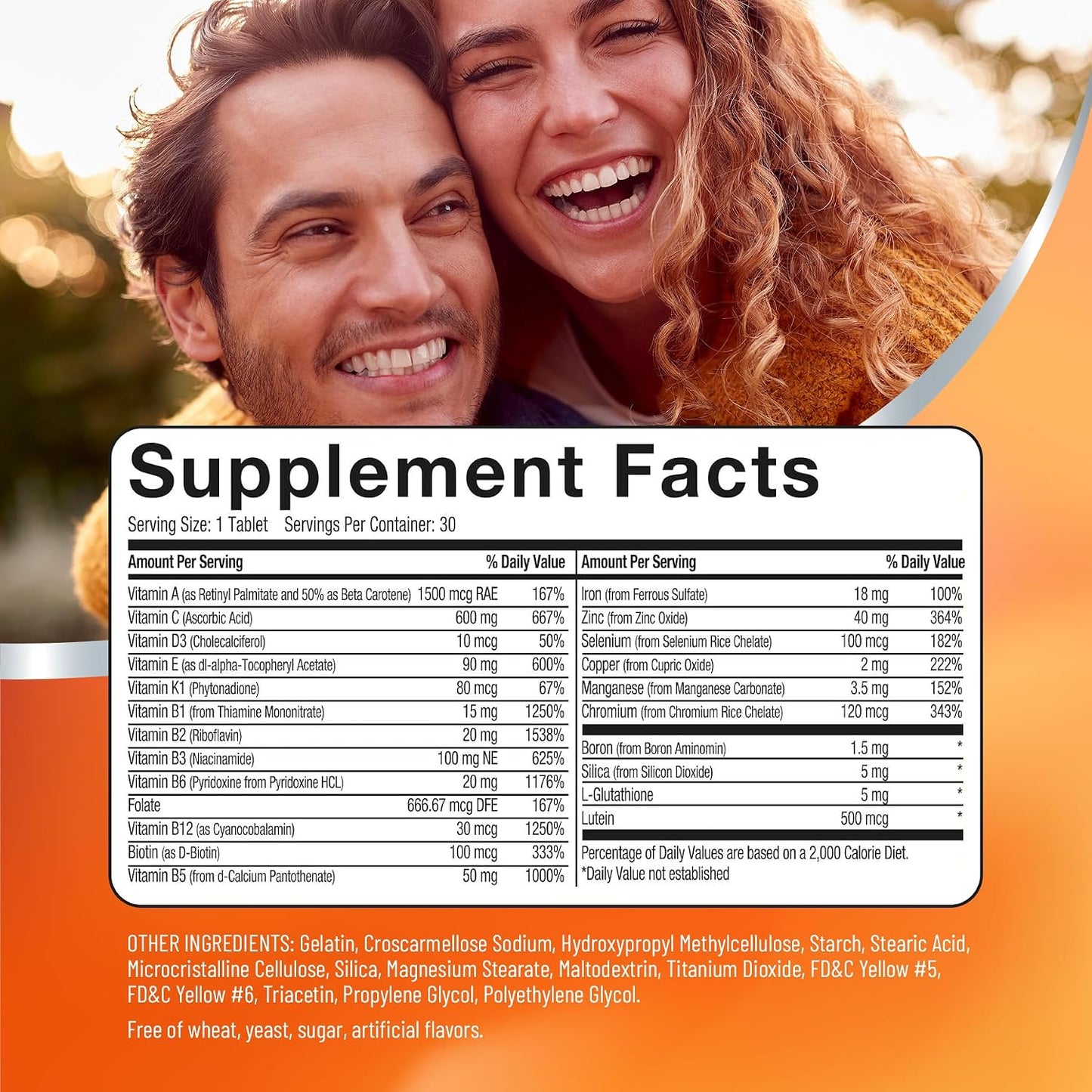 U.S. Health Club PowerAll Adult Multivitamin for Men & Women, 30 Tablets | Adult Multivitamin , Lutein, Vitamin K1, Iron, Zinc, Selenium, Boron, Chromium
