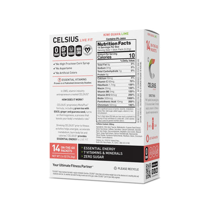 CELSIUS On-The-Go Powder Stick Packs, Zero Sugar (14 Sticks per Pack)