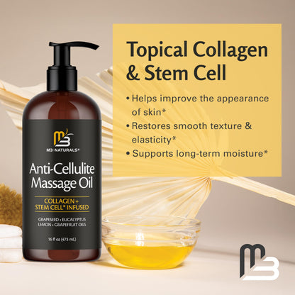 Anti Cellulite Massage Oil for Massage Therapy with Collagen (8 Fl Oz)