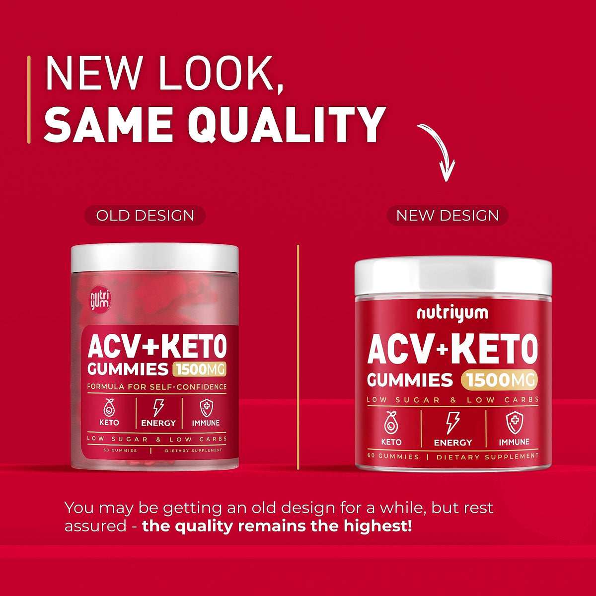 Keto ACV Gummies 1500 mg - Gelatin-Free Apple Cider Vinegar Gummies - Low Carbs