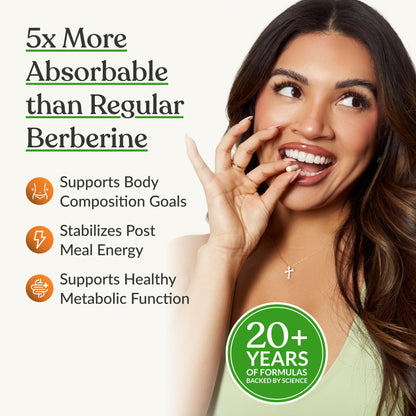 BIOptimizers Berberine Breakthrough Supplement - Metabolic Support –Healthy Metabolism - 60 Capsules – Vegetarian, Gluten-Free, Soy-Free