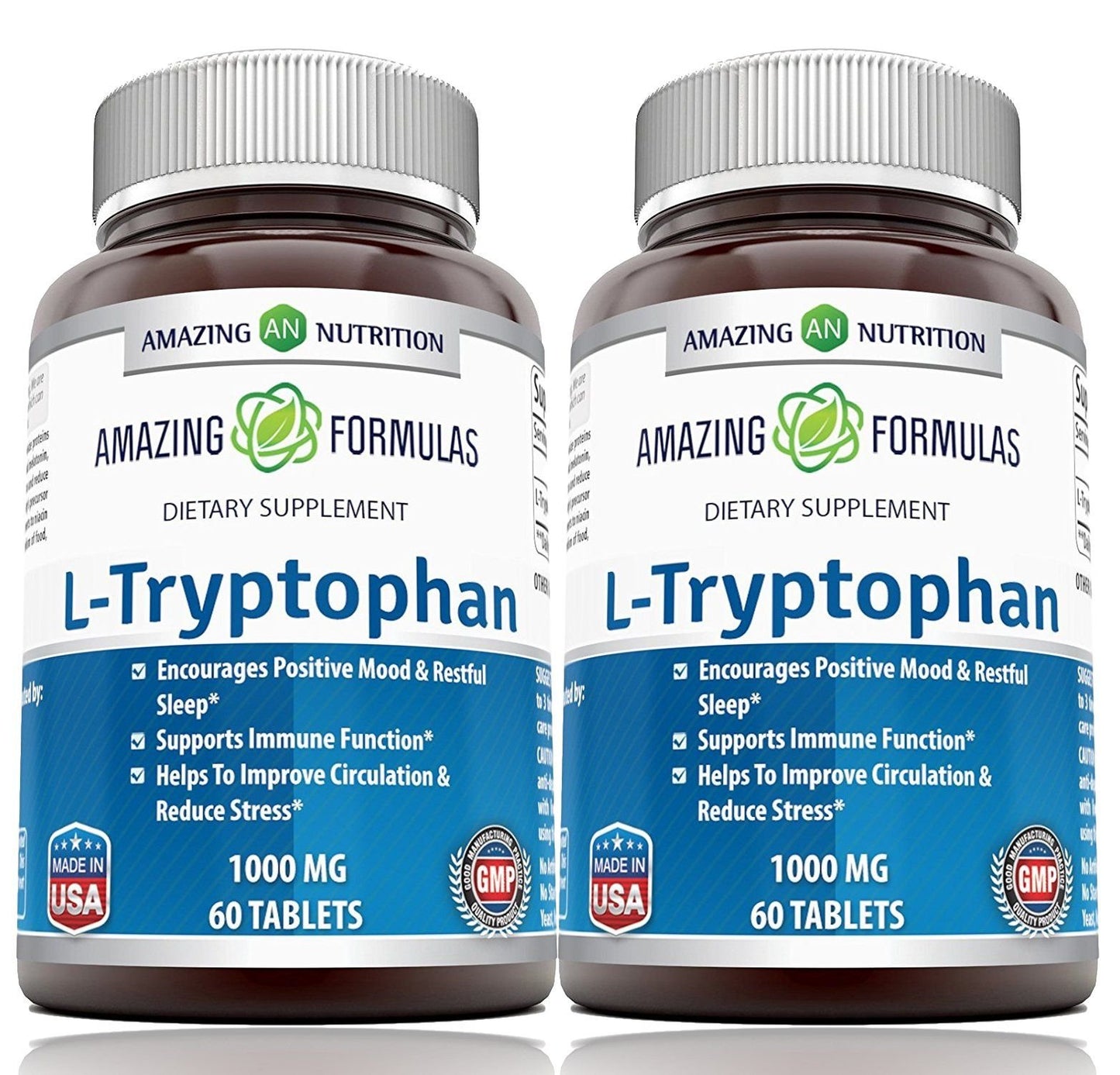 Amazing Formulas L-Tryptophan 1000mg Tablets Supplement | Non-GMO | Gluten Free | Made in USA (240 Count)