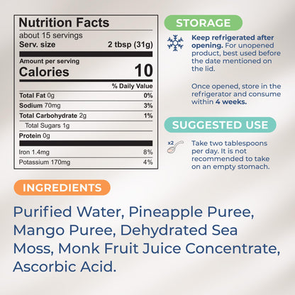 TrueSeaMoss Wildcrafted Irish Sea Moss Gel –7 Flavors- Nutritious Organic Raw