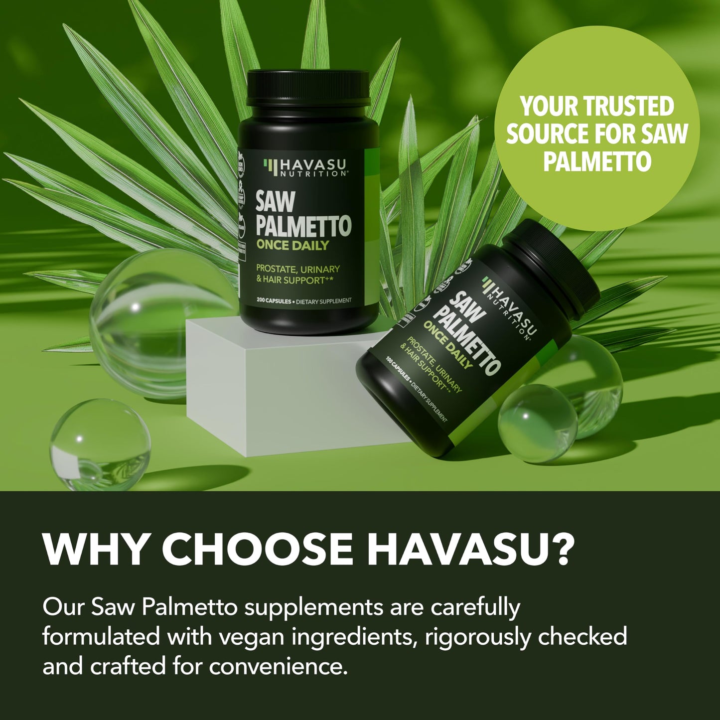 Saw Palmetto for Men, DHT Blocker and Prostate Health Supplement, 120 Count | Potent 3X Formula with Pumpkin Seed Oil and Stinging Nettle, Bladder and Urinary Support, Vegan, Non-GMO, 2-Month Supply
