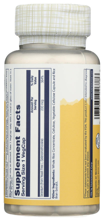 Solaray Yeast Free Selenium 200mcg, Selenium Capsules for Healthy Thyroid Function & Immune Support, High Absorption Supplement, Vegan, 90 Servings, 90 VegCaps