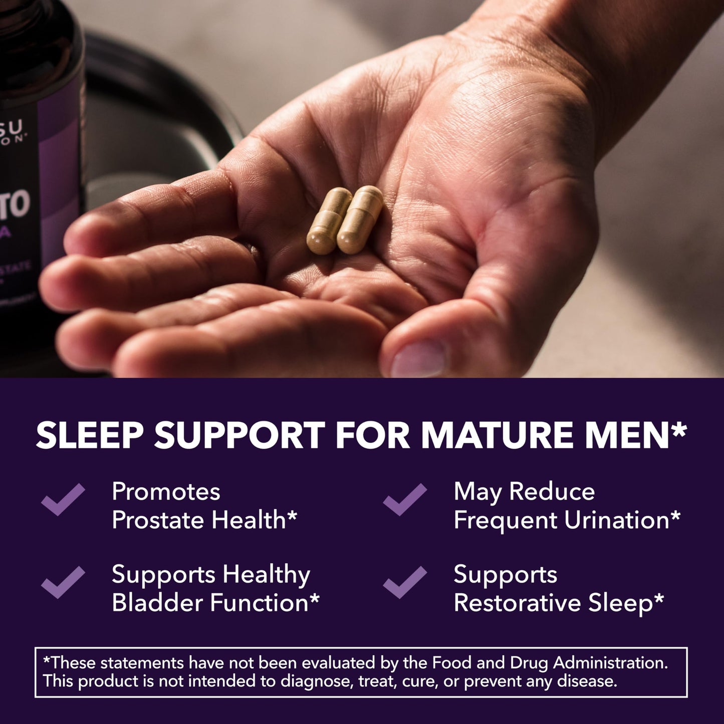 Saw Palmetto PM for Men w/ Melatonin, Night Time Bladder Support, 100 Count | Vegan, Non-GMO Saw Palmetto Extract & Melatonin to Reduce Urinary Frequency, Prostate Health Supplement, 100 Servings