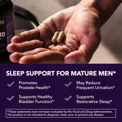 Saw Palmetto PM for Men w/ Melatonin, Night Time Bladder Support, 100 Count | Vegan, Non-GMO Saw Palmetto Extract & Melatonin to Reduce Urinary Frequency, Prostate Health Supplement, 100 Servings