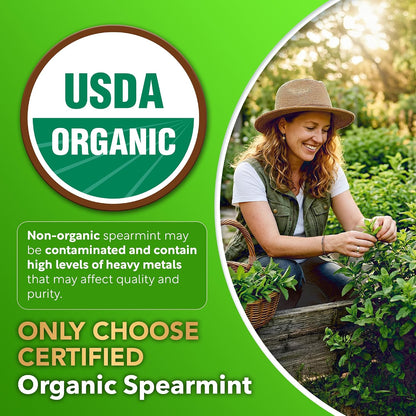 USDA Organic Spearmint Capsules | Digestive Support, 1200mg | 60-Day Supply