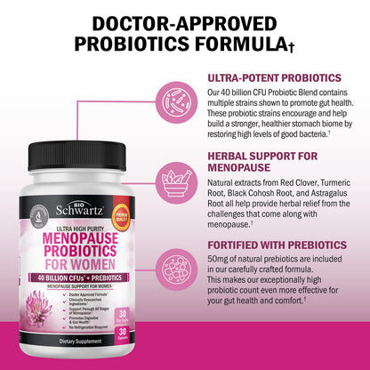 Menopause Support Probiotics for Women - Hot Flashes Night Sweats Mood Swings