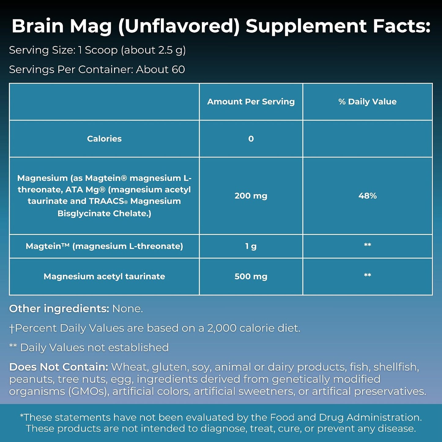 MYOXCIENCE Brain Mag | Magnesium L-Threonate Magtein & Magnesium Glycinate Powder (Unflavored) (60 Servings)