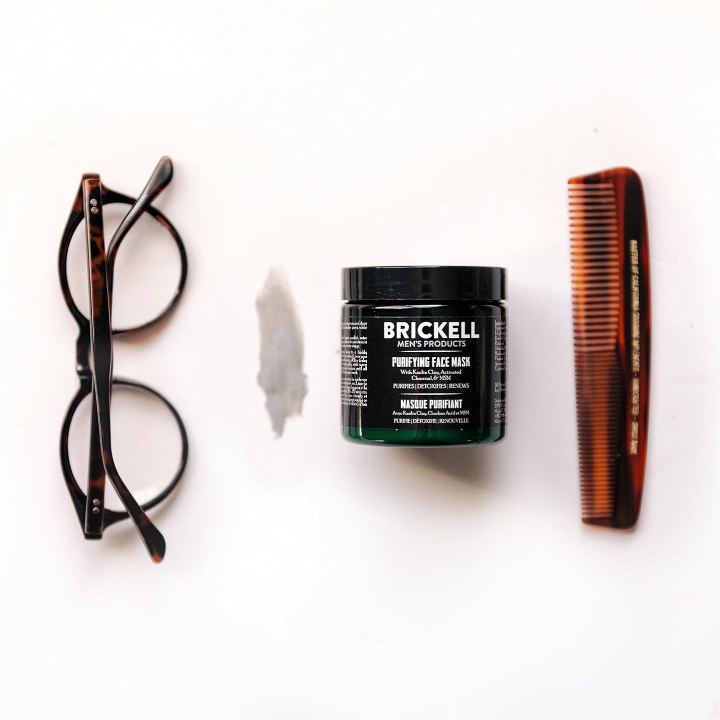 Brickell Men's Purifying Charcoal Face Mask Skin Care Product, Activated Charcoal Facial Mask With Detoxifying Kaolin Clay, Hyaluronic Acid, and Activated Charcoal, 4 Ounce, Unscented