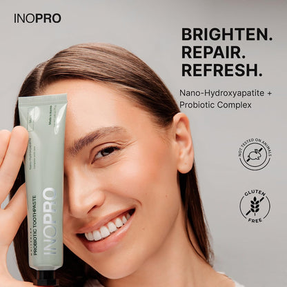 InoPro Teeth Whitening Strips 14 Treatments Kit + Nano-Hydroxyapatite Whitening Toothpaste with Probiotic for Sensitive Teeth - Mochi