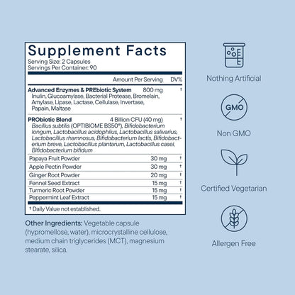 Zenwise Health Digestive Enzymes, Probiotics, for Gut Health Bloat - 180 CT | Multi Enzymes, Probiotics, Bromelain, Papaya, DE111 Probiotics Prebiotics, Gas and Bloating Relief, Vegetarian