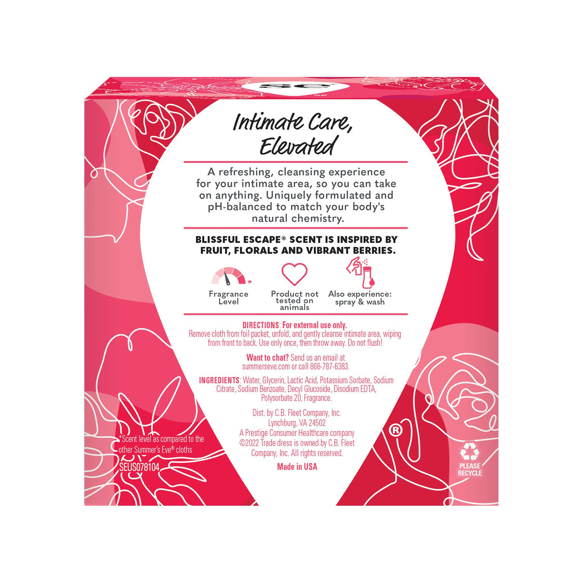 Summer's Eve Blissful Escape Daily Refreshing Feminine Wipes, Removes