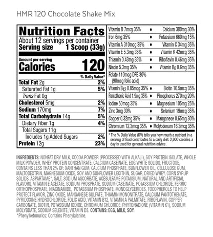 HMR 120 "Classic" Shake Meal Replacement Powder | Chocolate Shake Mix to Support
