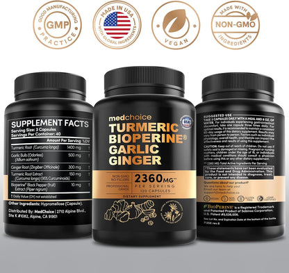 MEDCHOICE 4-in-1 Turmeric Supplement and 9-in-1 Vitamin B Complex Set