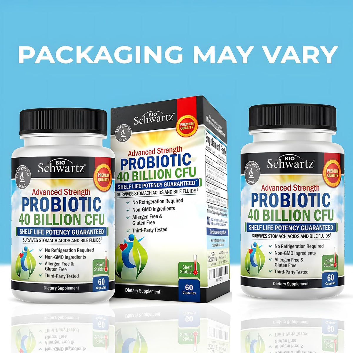 Probiotic 40 Billion CFU with Organic Prebiotics for Gut Health, 60 Count