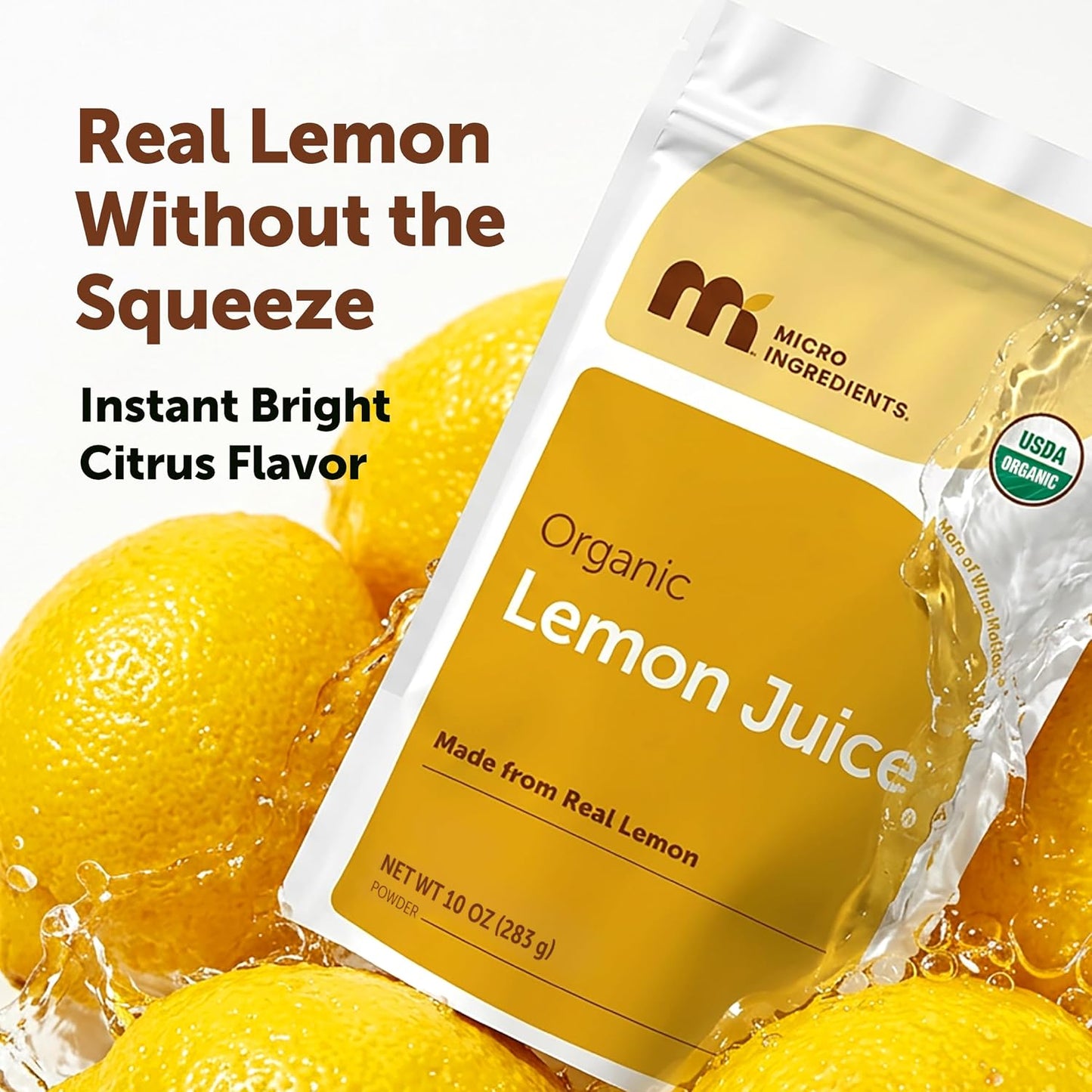 Micro Ingredients Organic Lemon Juice Powder, 10 Ounce | Natural Fruit Flavor | Made from Real Lemon | No Sugar & Additives | Great for Drinks, Smoothie & Beverages | Non-Gmo & Vegan Friendly