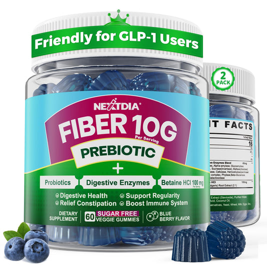 Fiber Gummies for Adults, GLP-1 Friendly 10g Prebiotic Fiber Supplement w/ Digestive Enzymes, Probiotics & 100mg Betaine for Digestive & Gut Health and Regulate Bowel Movement, Vegan, Sugar Free,120ct