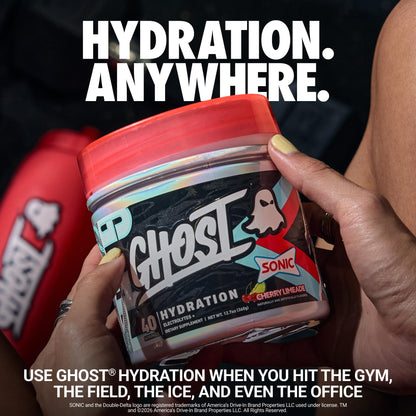 GHOST Hydration Sticks, Electrolyte Powder Packets, Sonic Cherry Limeade - 24 Sugar Free Instant Electrolyte Drink Mix - Caffeine-Free Daily Hydration & Immune Support with Clean Formula