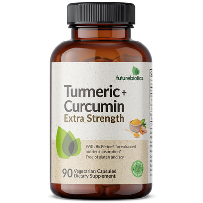 Futurebiotics Turmeric + Curcumin, Antioxidant, Joint & Digestion Support with BioPerine for Enhanced Nutrient Intake, Non-GMO, 90 Vegetarian Capsules
