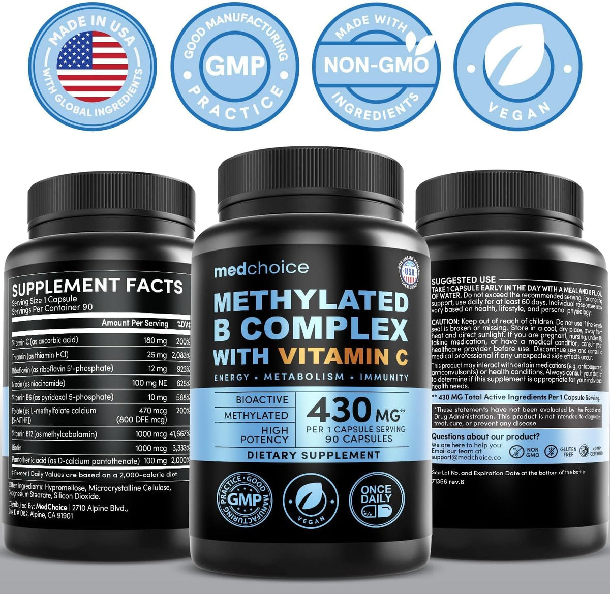 MEDCHOICE 4-in-1 Turmeric Supplement and 9-in-1 Vitamin B Complex Set