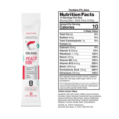 CELSIUS On-The-Go Powder Stick Packs, Zero Sugar (14 Sticks per Pack)