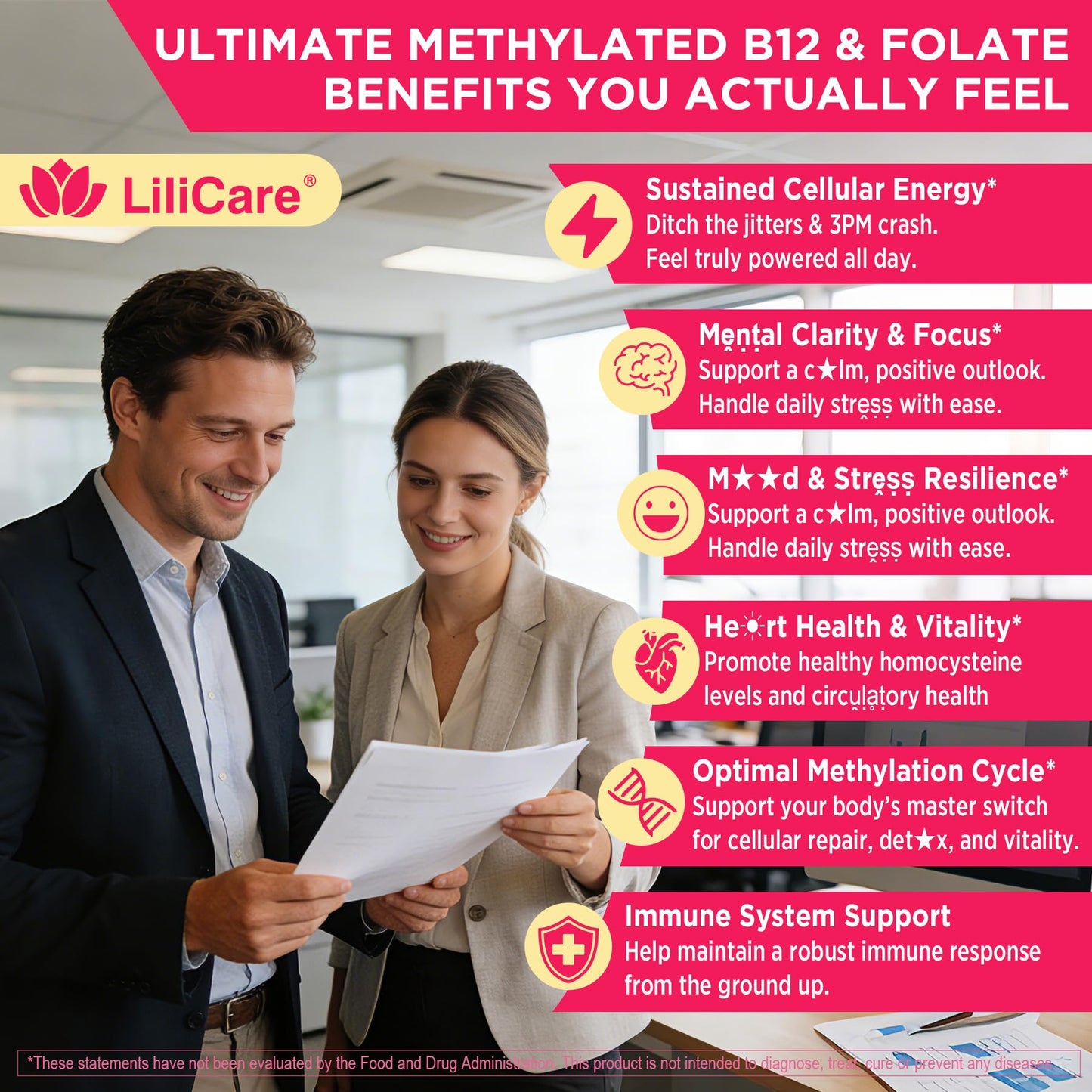 Methyl B12 5000mcg & L-Methylfolate Gummies for Women Men - Active 5-MTHF & Methylted B-Complex Multivitamin Supplement + B6, Choline,TMG for Cellular Energy, Cognition, Methylation, MTHFR Gene, 60Cts