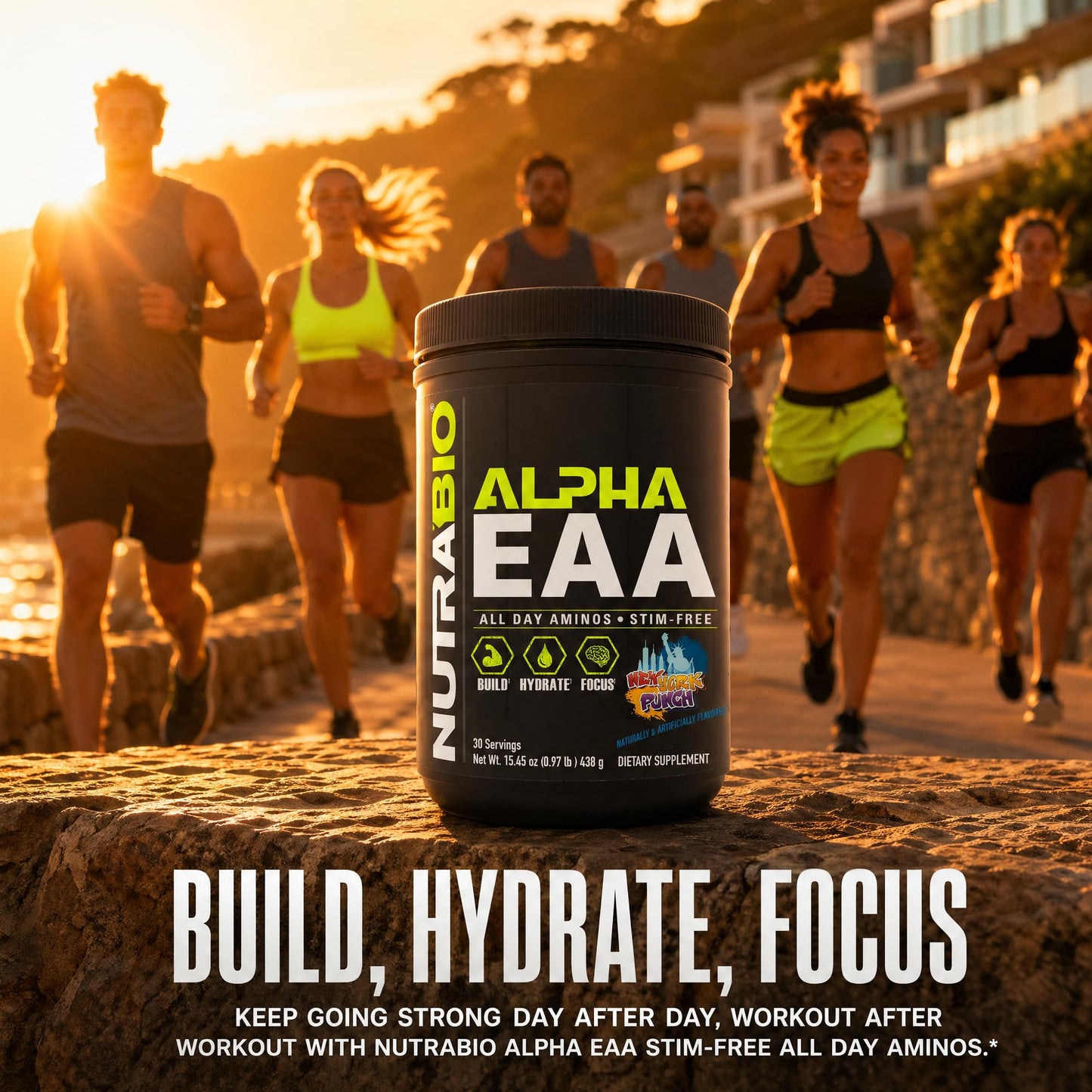NutraBio Alpha EAA - All-Day Amino Acids for Muscle Growth and Hydration - Essential Amino Acids with Nootropics & Adaptogens- Full Spectrum EAA BCAA Powder - 30 Servings - Strawberry Lemon
