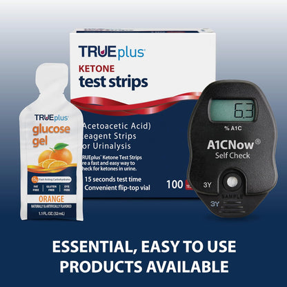 TRUEplus Ketone Test Strips, Urinalysis Test Sticks, 100 Count | Checks for Ketones in Urine, Fast and Easy Testing at Home, Ideal for Low-Carb Dieters and People with Diabetes
