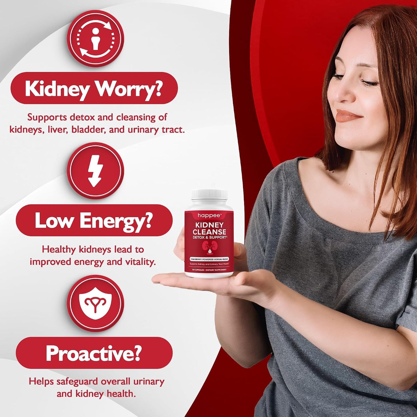 Kidney Cleanse Detox & Repair Formula – Natural Kidney Support Supplement with Cranberry & 21 Herbs for Renal, Bladder, & Urinary Tract Health – Flush Toxins & Renew - 60 Capsules
