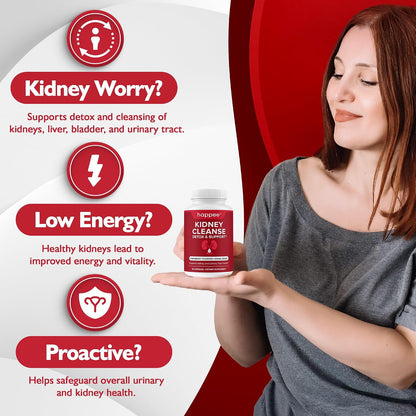 Kidney Cleanse Detox & Repair Formula – Natural Kidney Support Supplement with Cranberry & 21 Herbs for Renal, Bladder, & Urinary Tract Health – Flush Toxins & Renew - 60 Capsules