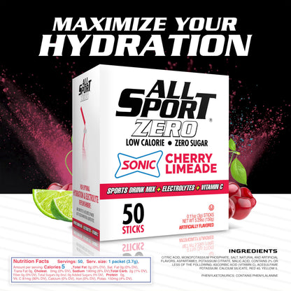 All Sport Zero Powder Sticks, Sugar Free, Strawberry Banana, 50 Count