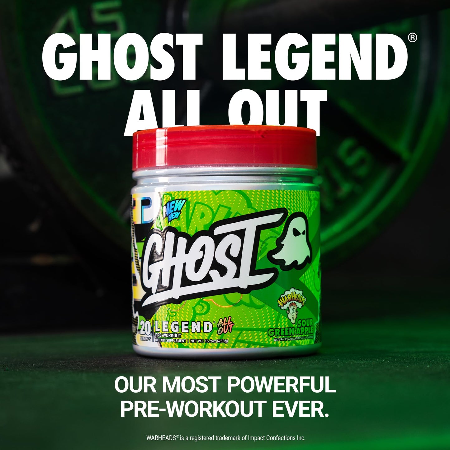 GHOST Legend All Out Pre-Workout Powder, Strawbango - 20 Servings - Preworkout Drink Mix Supplement for Men & Women - Energy & Pumps - Caffeine, Beta Alanine, Betaine, NO3-T- Sugar Free