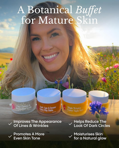 Frøya Organics The Complete System for Mature Women’s Skin Set (4 count) | 4 Step Regimen with Face Scrub, Day and Night Balm & Eye Balm, With Arctic Ingredients Rosehip, Calendula & Sea Buckthorn