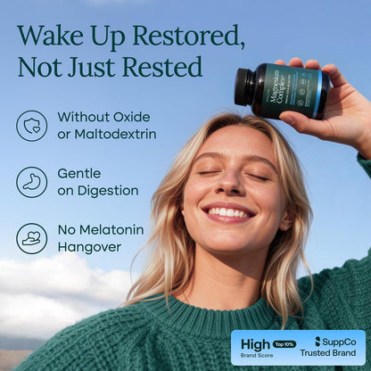 Magnesium Complex for Women & Men 500mg (7-in-1) Magnesium Glycinate with Vegan D3, B6, and Manganese (Made In USA) + Gluconate, Citrate, Malate, Taurate, Orotate, Carbonate (Oxide-Free) Small Capsule