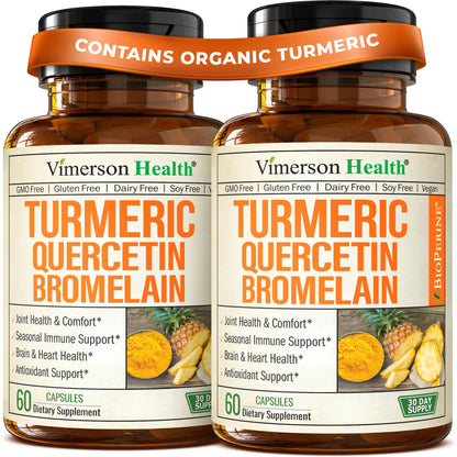 Quercetin with Bromelain Turmeric Curcumin Allergy Supplement - 60 Capsules