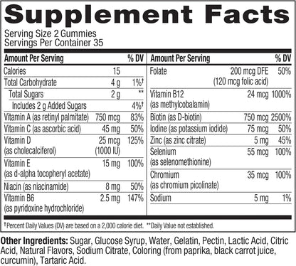 OLLY Teen Girl Multi Gummy, Healthy Skin and Immune Support*- 70 Count