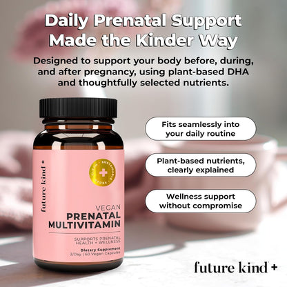 Future Kind Prenatal Vitamin - Pregnancy, Lactation, and Wellness Support with DHA & L-Methylfolate - Folate Supplement for Women with Vitamin D, E, Iron, Omega-3 and Biotin (60 Capsules)