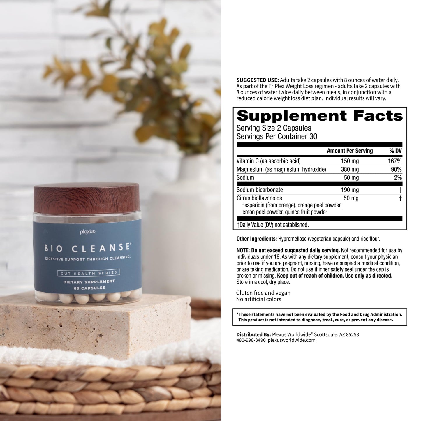 Plexus® Bio Cleanse® 180 ct. | Daily gut health supplement with magnesium to support cleansing, regularity, and vitamin C for immune and antioxidant support