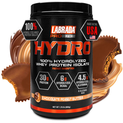LABRADA HYDRO 100% Pure Hydrolyzed Whey Protein Isolate Powder, Lactose free