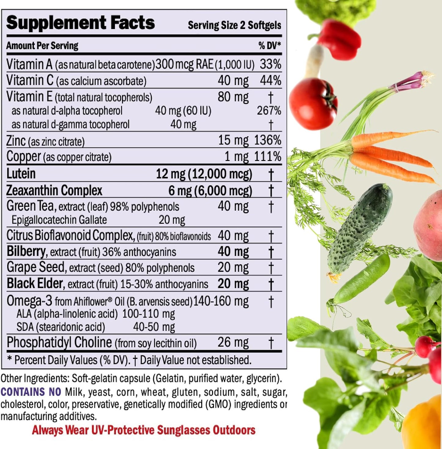 Andrew Lessman Ultimate Eye Support 60 Softgels - 12mg Lutein, 6mg Zeaxanthin, Bilberry, Key Nutrients to Support Eye Health and Promote Healthy Vision. No Additives. Easy to Swallow Softgels