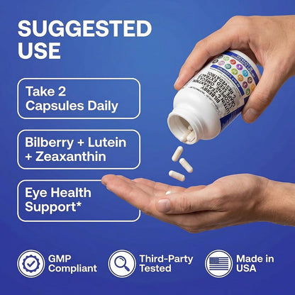 Clean Nutra Eye Vitamins with Bilberry Lutein and Zeaxanthin Supplements Lycopene 40mg Resveratrol Grape Seed Astaxanthin for Eyes - Eye Care Health Support Eye Vitamin and Mineral Supplement